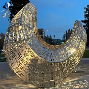 Escultura <span class=keywords><strong>de</strong></span> acero inoxidable iluminada <span class=keywords><strong>de</strong></span> gran tamaño abstracta moderna superficie <span class=keywords><strong>de</strong></span> espejo pulido-arte al aire libre personalizable para plazas <span class=keywords><strong>de</strong></span> ciudad - Product Image 5