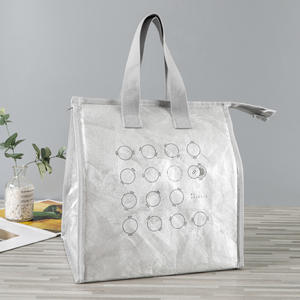 Personalizado plegable superior reutilizable impermeable aislado refrigerador congelable marrón papel Tyvek bolsa de almuerzo para las mujeres bolsa de almuerzo aislada - Product Image 5