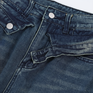 Straight Fit Mid Wash Color Denim <b>Jeans</b> for <b>Men's</b> Zipper Fly <b>Wide</b> <b>Legs</b> Loose Button Closure <b>Man</b> <b>Jean</b> Pants Breathable - Product Image 1