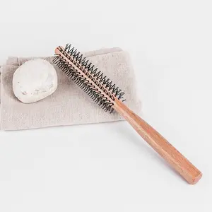 Best Selling Quiff Roll Circle Small Nylon Bristle Wooden Hair Brushes For Blow Dry And Curl Hair