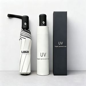 Parasol promotionnel portable anti-UV, petit, pliable en 3 sections, avec logo personnalisé, ouverture automatique – Nouveau design OEM pour cadeaux d'affaires en gros - Product Image 1