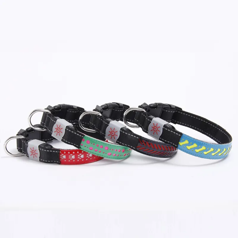 2022 Top Hot Bán phụ kiện vật nuôi có thể nhìn thấy siêu sáng bền USB nhấp nháy LED Dog collars Băng rắn nylon dog Leash độn