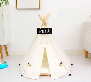Vente en gros <span class=keywords><strong>de</strong></span> <span class=keywords><strong>tipi</strong></span> pour animaux <span class=keywords><strong>de</strong></span> compagnie personnalisé durable conique cinq bâtons chien chat tente étanche en peluche moderne dessin animé Style sommeil Carton - Product Image 5