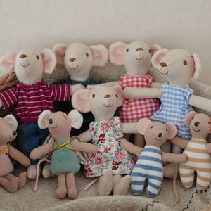 Peluche brodée en coton écologique style nordique, motif souris artistique avec ailes d'ange, adorable, 10 cm, pour anniversaire - Product Image 5