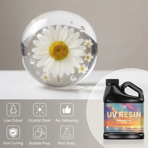 LEQU Pegamento UV Transparente de Curado Rápido Happy And Fun 500g, Adhesivo UV para Joyería, Unión de Vidrio y Manualidades con Resina - Product Image 1