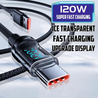 Câble de charge rapide USB A vers Type C 100W avec affichage numérique, cordon de chargeur tressé en nylon pour téléphone portable et ordinateur portable