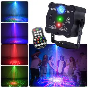 Nuova Mini luce Laser ricaricabile USB temporizzazione attivata dal suono luci da palco a LED 60 effetti di luce lampada da atmosfera per feste