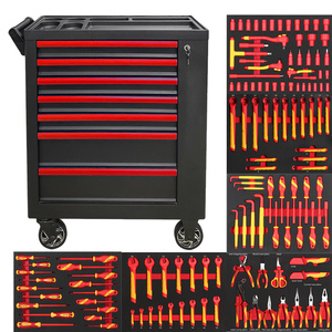 Ensembles d'outils à rouleaux professionnels à 7 tiroirs <span class=keywords><strong>chariot</strong></span> à outils de rangement/coffre/armoire/<span class=keywords><strong>chariot</strong></span> pour ensemble d'outils isolés VDE 124 pièces - Product Image 3