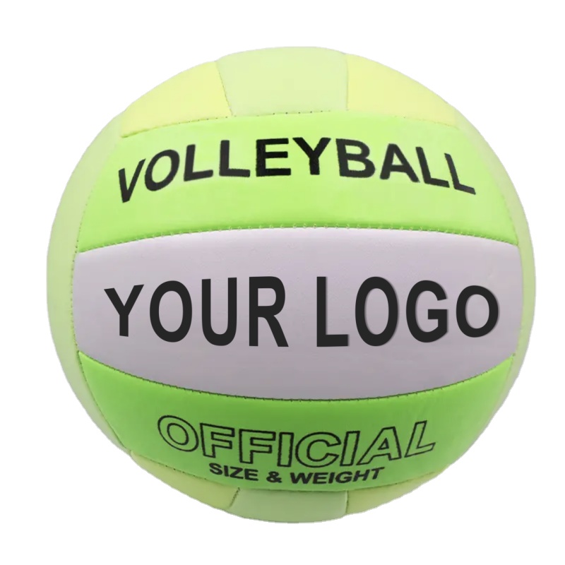 New Design Soft Touch Custom Color Logo Green White Volleyball Official Size Weight Beach Volleyball Ball