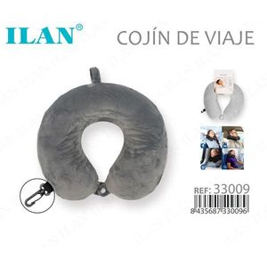 Cuscino da viaggio Ilan grigio scuro in memory foam con supporto per il collo per aereo, auto, autobus - Product Image 1
