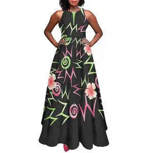 Plus Size Women's Dresses Bulk Lady Elegant Fashion Ethiopian Custom Cross 2024 Elastic Sexy Sleeveless Long Dress