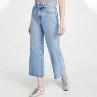 Jean denim pour femmes, modèle à la mode, confortable, taille moyenne, pantalon à pattes d'éléphant, solide et évasé, à la cheville