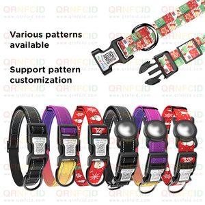 QR Code Personnalisé Réglable Robuste De Luxe Doux Double Rembourré Couleur Mixte À Motifs Enduit Sangle Collier De Chien Pastel - Product Image 5