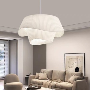 Lámpara colgante LED minimalista nórdica Mofas, forma ovalada cremosa para dormitorio, sala de estar, estudio, control de interruptor E27 blanco - Product Image 4