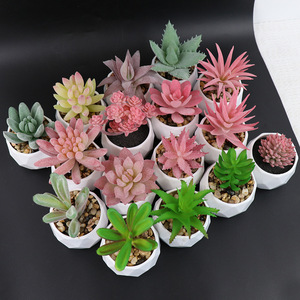 Mini Planta Suculenta Artificial en Maceta de Cerámica con Diamantes Multicolores, Decoración Verde para Mesa, Hogar, Regalo, Venta al por Mayor - Product Image 3