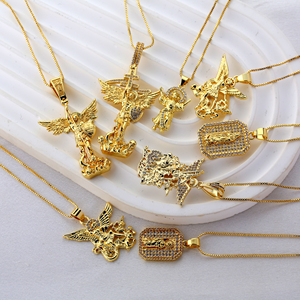 Colgante de San <span class=keywords><strong>Miguel</strong></span> Arcángel Chapado en Oro de 18K de Alta Calidad con Micro Pavé de Circonitas, Joyería Religiosa de Protección del Arcángel <span class=keywords><strong>Miguel</strong></span> - Product Image 1
