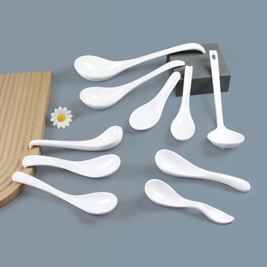 Melamine white <b>spoon</b>, restaurant-grade imitation porcelain soup <b>spoon</b> for hot pot and ramen, long-handled hook <b>spoon</b>, <b>small</b> - Product Image 1