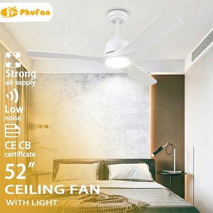 Ventilateur de plafond intelligent 52 pouces avec télécommande, éclairage LED intégré pour salle de bain, compatible Wi-Fi - Product Image 1
