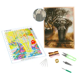 Großhandel Kreuz stich Stickerei Tier Elefant DIY 30*40cm 11CT Custom Stamped Cross-Stitch Kits