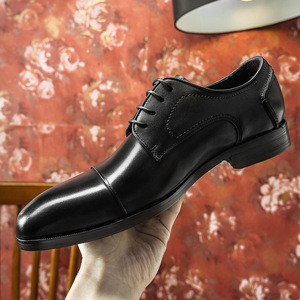Zapatos Oxford de Cuero Genuino para Hombre, con Punta en Pico, con Cordones, Formales, para Vestir, para Todas las Temporadas, de Color Sólido, Envío Directo - Product Image 4