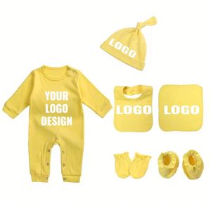Ensembles de vêtements personnalisés pour bébés garçons et filles, 100% coton respirant, écologiques, combinaisons à manches longues, barboteuses, ensemble cadeau pour nouveau-né - Product Image 2