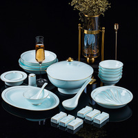 Vaisselle en céramique de luxe, ensemble de 29 pièces, de Style léger, avec bols, ensemble personnalisable, cadeau pour la maison, 3101