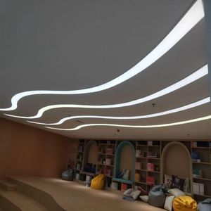 <span class=keywords><strong>Film</strong></span> PVC Transparent blanc jaune lumière industrielle faux plafond conception en bois plafond suspendu grille plafond en tissu extensible - Product Image 3