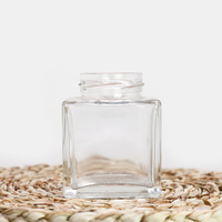 Pot à miel en verre carré personnalisé de 175ml 300ml avec couvercle en fer blanc et bouchon en liège Nid d'oiseau Bouteille après-vente sans souci