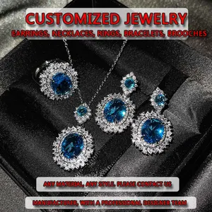 Custom Design Fine Jewelry Set Designer Luxury Gem Crystals Pendant Necklace Bracelet Earrings Brooch Ring Custom Manufacturers