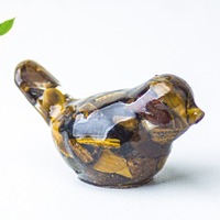 Mini Figurine d'oiseau en cristal de quartz naturel de 30mm Statue d'animal mignon en résine pour la maison, le bureau et l'ornement de décoration Feng Shui