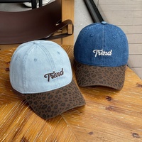 Casquette de baseball unisexe en denim PVC brodé 6 panneaux, style coréen, visière large amincissante, pour couple, danse urbaine, 2026