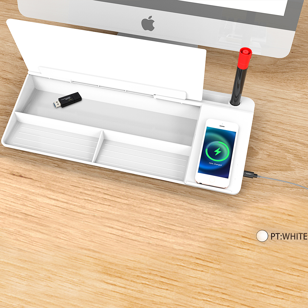 Настольный органайзер с беспроводной зарядкой и поверхностью для письма из закаленного стекла