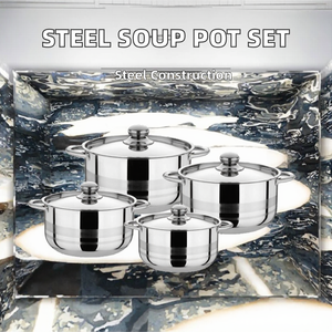 Set di Pentole da Cucina in Acciaio Inox Ecologico, 5 Pezzi, Antiaderente, Leggero e Resistente, con Pentola per Zuppa - Product Image 2