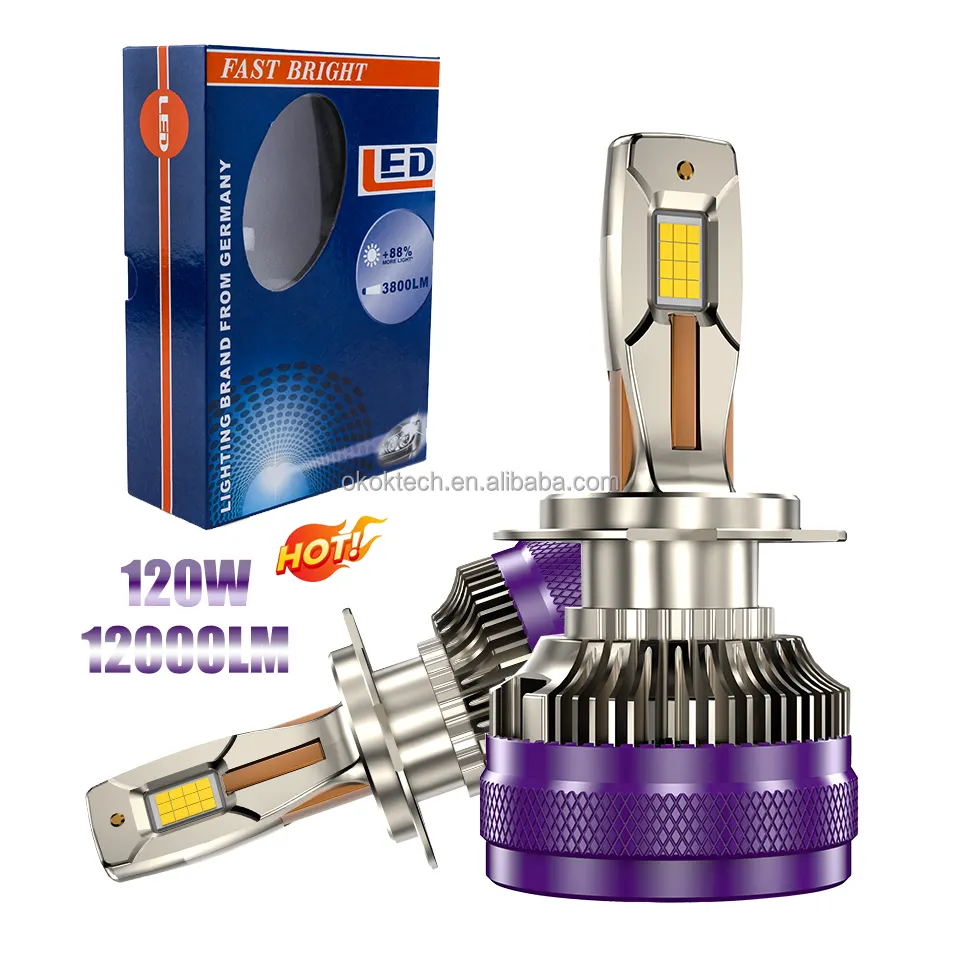 Lampu depan LED COB 240W 20000lm, lampu depan LED H1 H3 H11 H8 H9 H11 880 881 9005 9006 9012 H13 9004 H4 H7