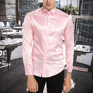 Camisa de Vestir de Satén de Algodón Brillante para Hombre, Talla Grande, Estilo Casual de Negocios, Corte Entallado, Antiarrugas, Cierre de un Solo Botón - Product Image 3