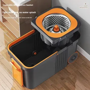 Juego de cubo y fregona giratoria para el hogar al por mayor con cesta extraíble, mango extensible de acero inoxidable y manos libres para limpieza - Product Image 2