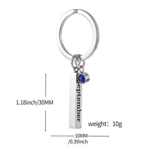 Pierre de naissance en métal porte-clés mois de naissance porte-clés en acier inoxydable chance pierre pendentif anniversaire cadeau sac porte-clés - Product Image 6