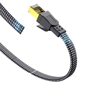 D Sunty Cat8 Patch <b>Cord</b> Flat Ethernet Cable Gray <b>Braided</b> 40Gbps 2000MHz FTP Pure Copper with CE RoHS - Product Image 3