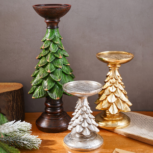 Portacandele Natalizio in Resina a Forma di Albero, <span class=keywords><strong>Candelabri</strong></span> Vintage per Soggiorno e Cucina, Regalo Festivo - Product Image 3