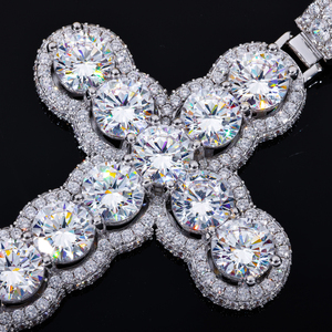 Bijoux chrétiens de luxe, chaîne cubaine hip-hop plaquée <span class=keywords><strong>or</strong></span>, pendentif croix halo serti de diamants CZ AAAAA pour hommes et femmes - Product Image 3