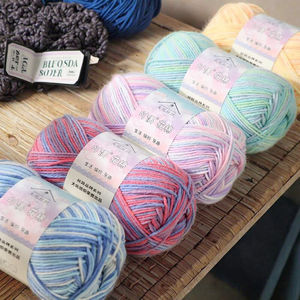 Fil mélangé de coton et de <span class=keywords><strong>laine</strong></span> peignés à 4 plis-Ensemble de pinces à cheveux tressées DIY, partie douce, boules de <span class=keywords><strong>laine</strong></span> teintes, fil acrylique tissé à la main - Product Image 1