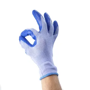 Wholesale 100G Cotton Safety Work Latex Wrinkles Hardy Latex Coated Work Gloves