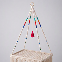 Hamac pour chat en macramé suspendu en corde de coton, perles colorées, style bohème, nid pour chat, petits animaux, robuste, lavage à la main uniquement, non amovible