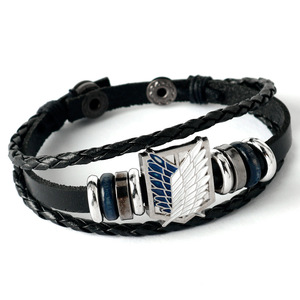 Bracelet en cuir tressé en gros avec logo Ailes de la Liberté d'<span class=keywords><strong>Attack</strong></span> <span class=keywords><strong>on</strong></span> <span class=keywords><strong>Titan</strong></span>, bracelet en alliage Anime - Product Image 5