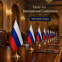 Drapeau de table russe personnalisé 14x21cm en polyester, drapeau de bureau toutes tailles, logo personnalisable, vente en gros, bureau, maison