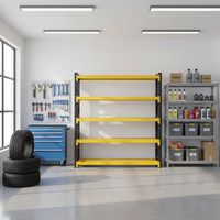 Colonne fendue noire et jaune en un seul emballage. Étagère en acier à 4 niveaux, présentoir industriel pour supermarché, pour entrepôt