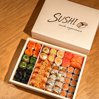 Boîtes à tiroirs personnalisées en matériau de qualité alimentaire avec compartiments, logo et couleur personnalisables, pour sushis et en-cas à emporter