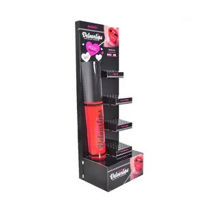 Kreatives Design Wellpappe Kosmetik boden Displays Stand POS Lippenstift Make-up Karton für Kosmetik Frohe Weihnachten