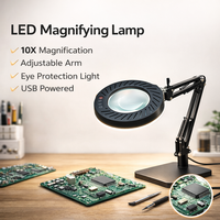 Lampe Loupe LED 10X avec Bras Réglable pour Réparation de Circuits Imprimés, Lecture et Soins Esthétiques