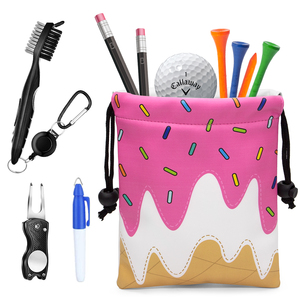 กระเป๋าใส่ทีกอล์ฟแบบมีเชือกผูก ราคาโรงงาน กระเป๋าใส่ลูกกอล์ฟหนัง PU ปักโลโก้ กระเป๋าใส่ของมีค่าสำหรับกอล์ฟ - Product Image 3